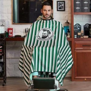 Stripe Cutting Cape with Barber Head Design J28 (Green)