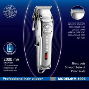 Kemei Pro All-Metal Rechargeable Hair Clipper KM-1996