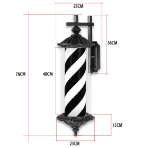 Barber Pole Roma Design HD76-005 (Black) - 75CM