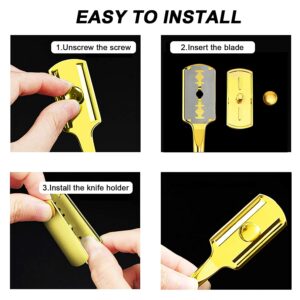 Double Sided Straight Handle Razor Holder (Gold)