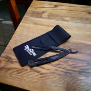 HeadGame Matt Black Straight Barber Edge Steel Razor Folding Shaving Knife