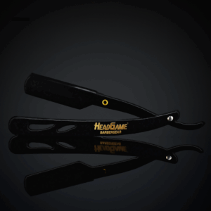 HeadGame Matt Black Straight Barber Edge Steel Razor Folding Shaving Knife