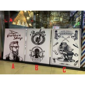 Barber Shop Canvas Poster with Wooden Frame Siap Dengan Bingkai Kayu 80 x 60cm