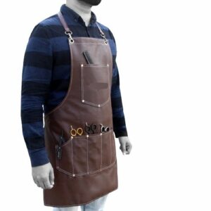 Leather Styling Apron (Green/ Dark Brown)