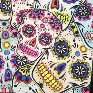 Colourful Sugar Skull Cutting Cape T44