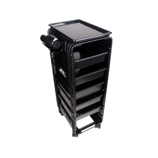 JRL White & Black Salon Trolley Stylish & Functional Storage for Professionals