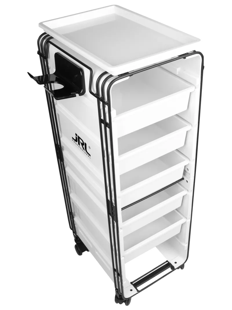 JRL White & Black Salon Trolley Stylish & Functional Storage for Professionals