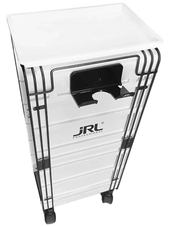 JRL White & Black Salon Trolley Stylish & Functional Storage for Professionals