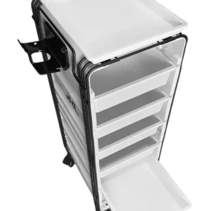 JRL White & Black Salon Trolley Stylish & Functional Storage for Professionals