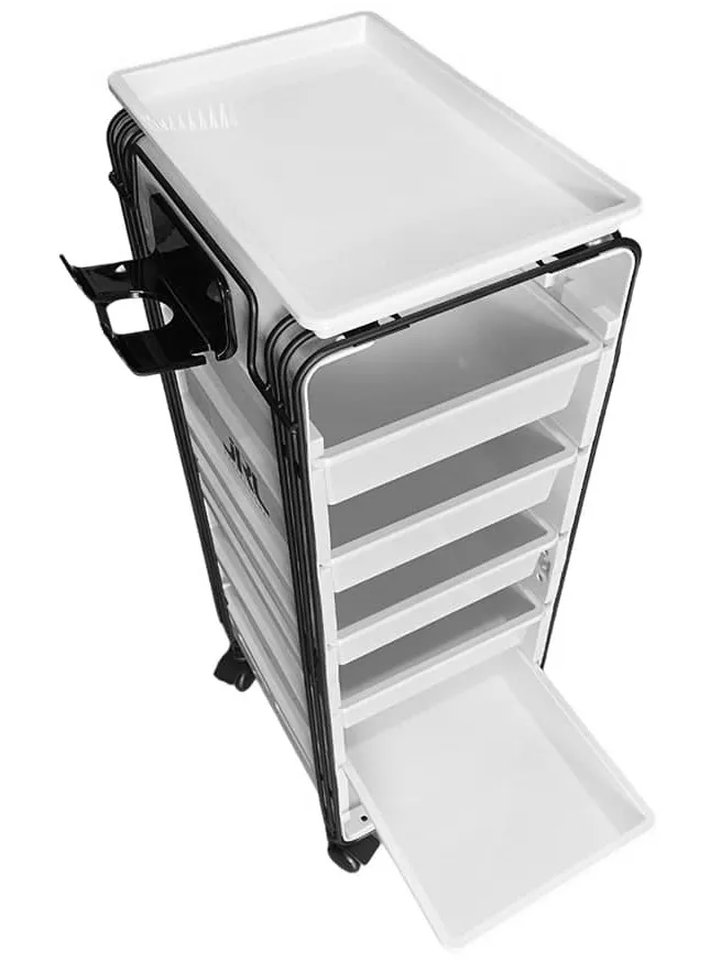 JRL White & Black Salon Trolley Stylish & Functional Storage for Professionals