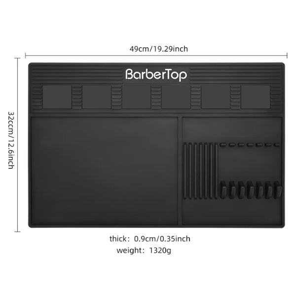 Barber Top Magnetic Rubber Station Mat ( L-Black )
