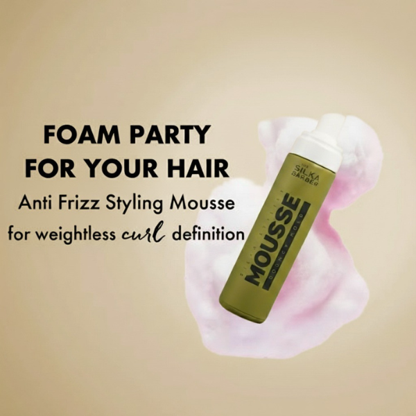 The Silka Barber Stylist Mousse Bouncy Hold - 250ml | Maximum Control, Shine & Resilience