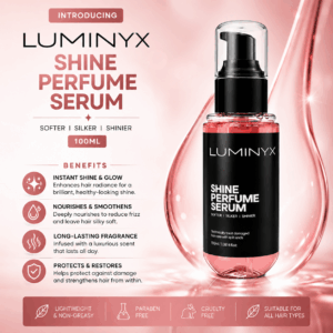 Luminyx Shine Perfume Serum (Pink) 100ml - For Damaged Hair, Split Ends, Frizzy Hair Care Oil Minyak Rambut Wangi