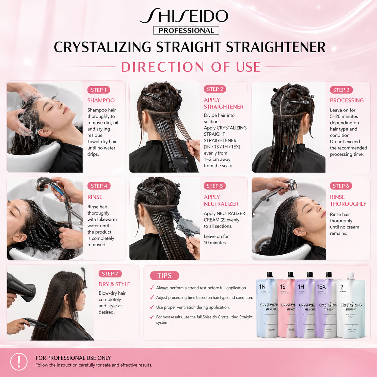 Shiseido Pro Crystallizing Straight Hair Straightening Cream Rebonding Cream (400gx2) N1 H1 EX1