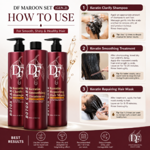 DF Botox Care Keratin Treatment Maroon Set (3x800ml)