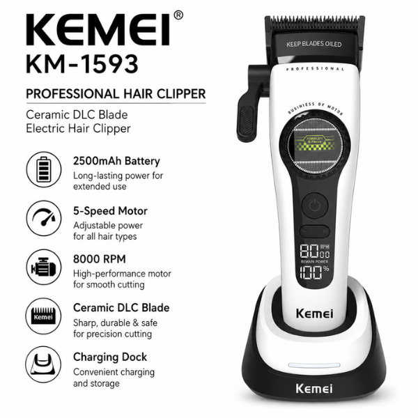Kemei Steel Knife & DLC Clipper KM-1593