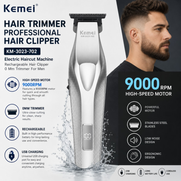Kemei Ceramic & DLC Trimmer KM-3023-702 (Silver)