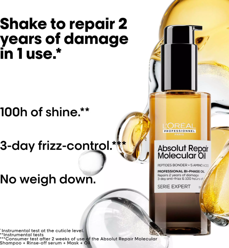 Loreal Professional Absolut Repair Molecular Bi-Phase Hair Oil (90ml)