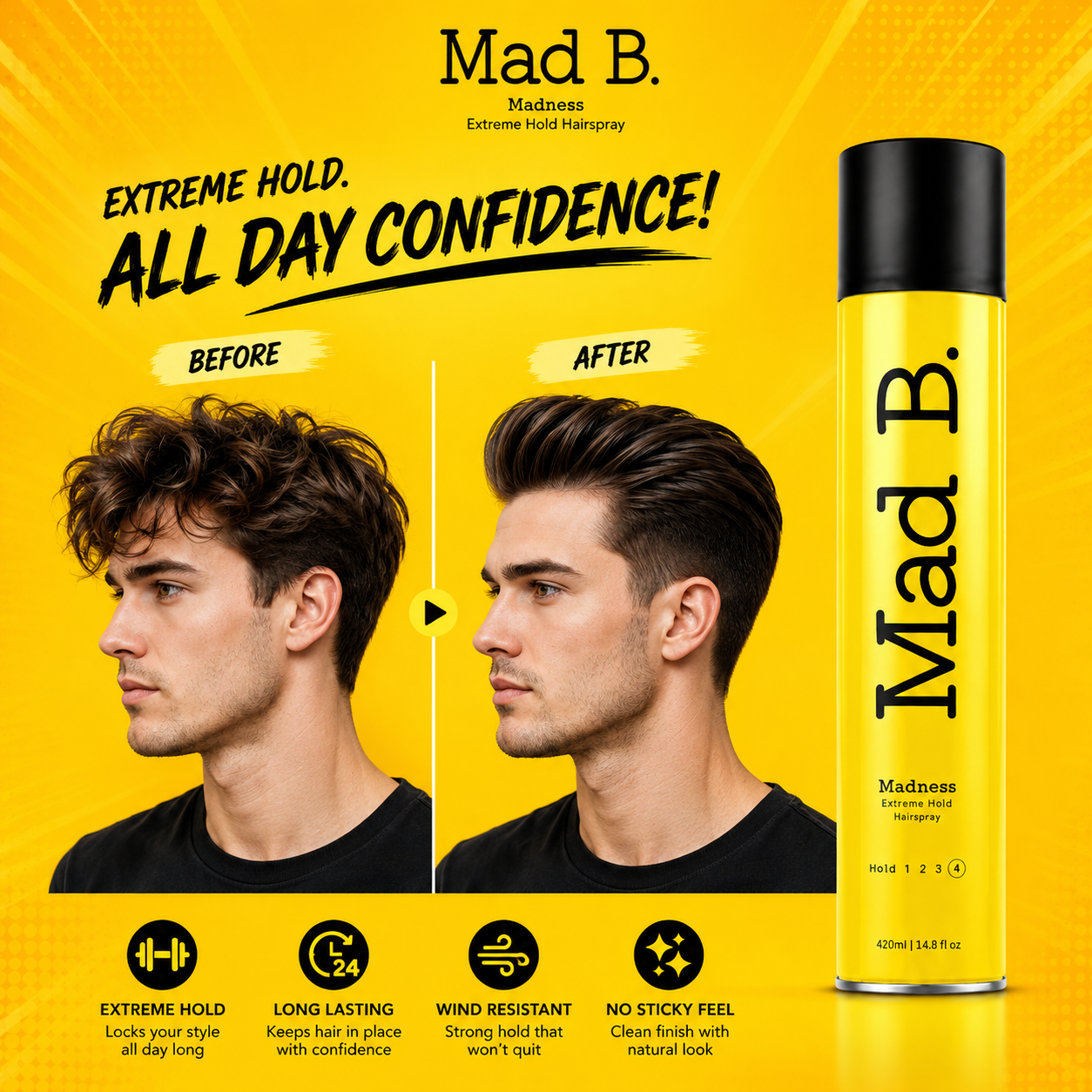 Mad B Madness Extreme Hold Hairspray 420ml